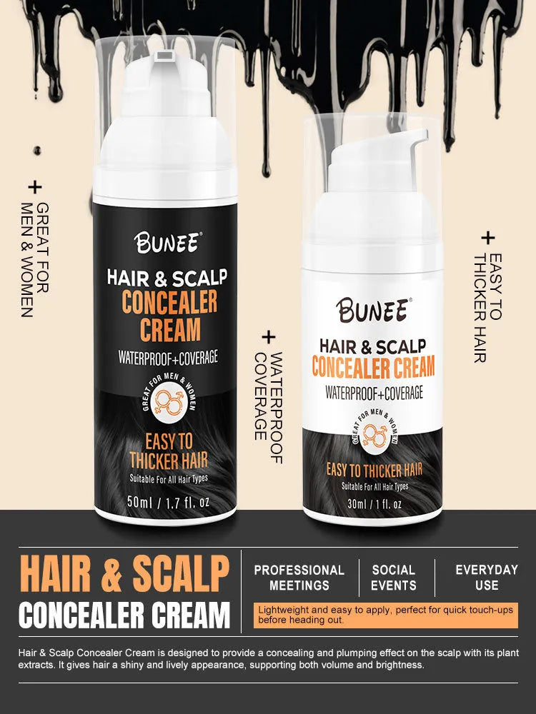 30ml dark brown scalp concealer pomade with applicator brush for hair thinning coverage.