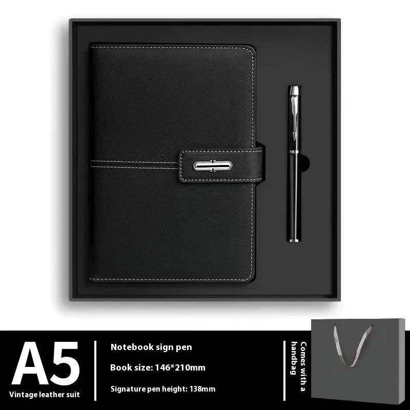 A5 notebook with PU leather cover in multiple colour options including red, green, blue and black