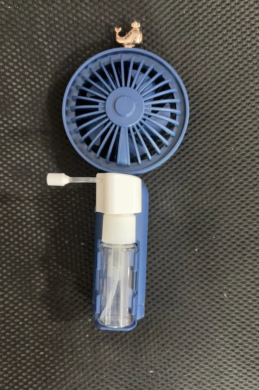 Personalised plastic handheld fan in choice of colours showing name customisation and compact 20cm size.