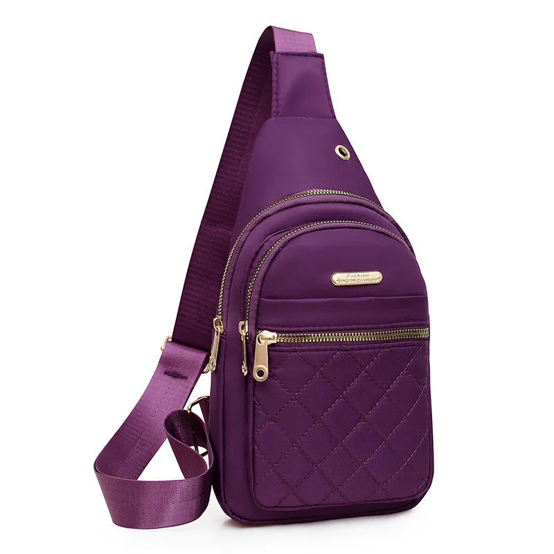 Oxford cloth crossbody sports chest bag with plaid pattern in multiple colour options