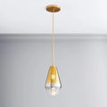 Nordic minimalist glass single head small chandelier in cognac with gold hardware iron frame