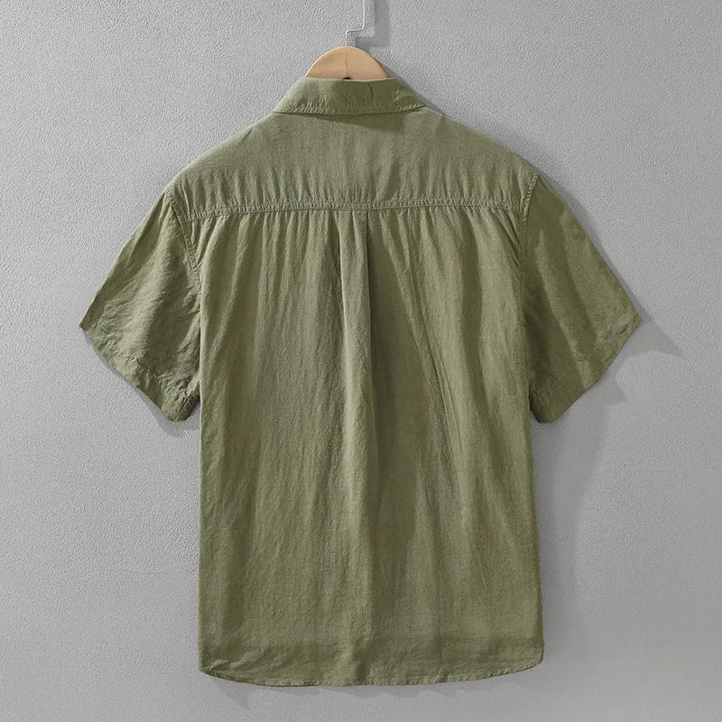 Women's loose lyocell cardigan top in black, green or purple with short sleeves