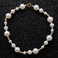 14K gold-plated natural pearl shell separated bead patchwork bracelet necklace unisex hip-hop style on display