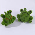 Handmade woven plush frog pendant for car decoration with green colour and cartoon style