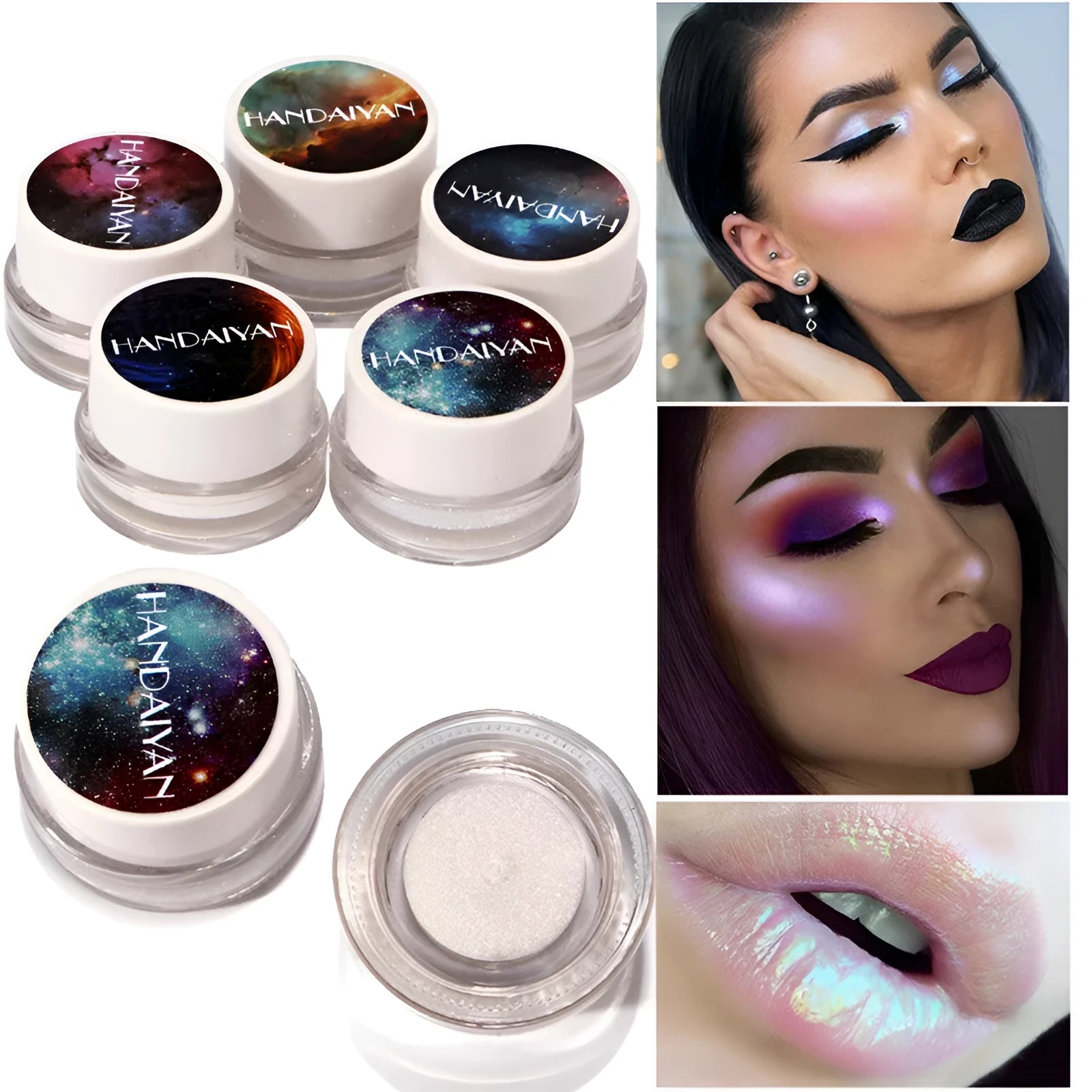 5 colour Aurora Chameleon highlighter palette with cream 3D shimmer in compact portable size