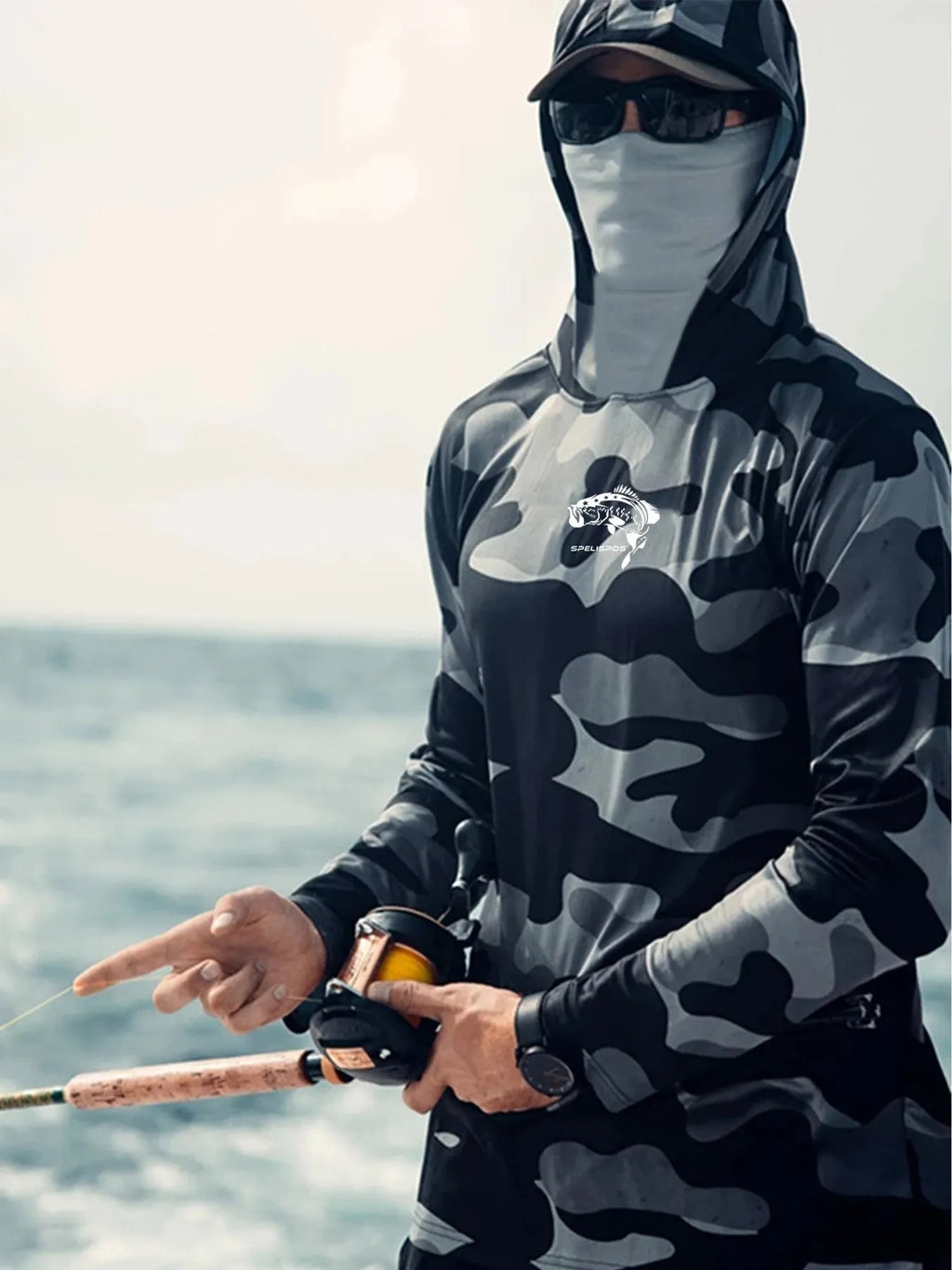 Huk Pursuit men's long sleeve fishing shirt with mesh side panels and crew neck