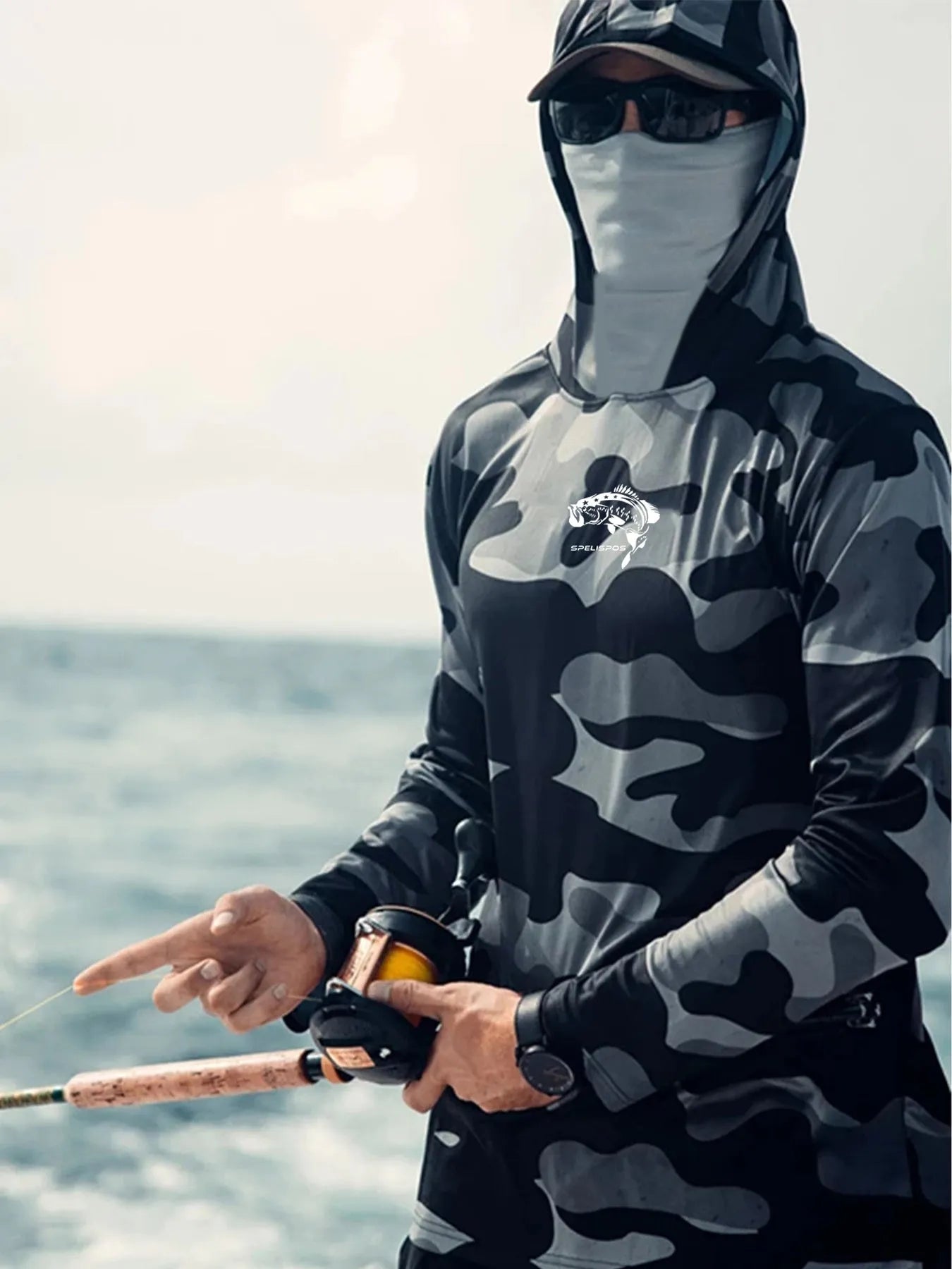 Huk Pursuit men's long sleeve fishing shirt with mesh side panels and crew neck