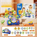 Children's electric building block set with variable gear rotating assembly in Dinosaur edition, 14 pieces in colour box