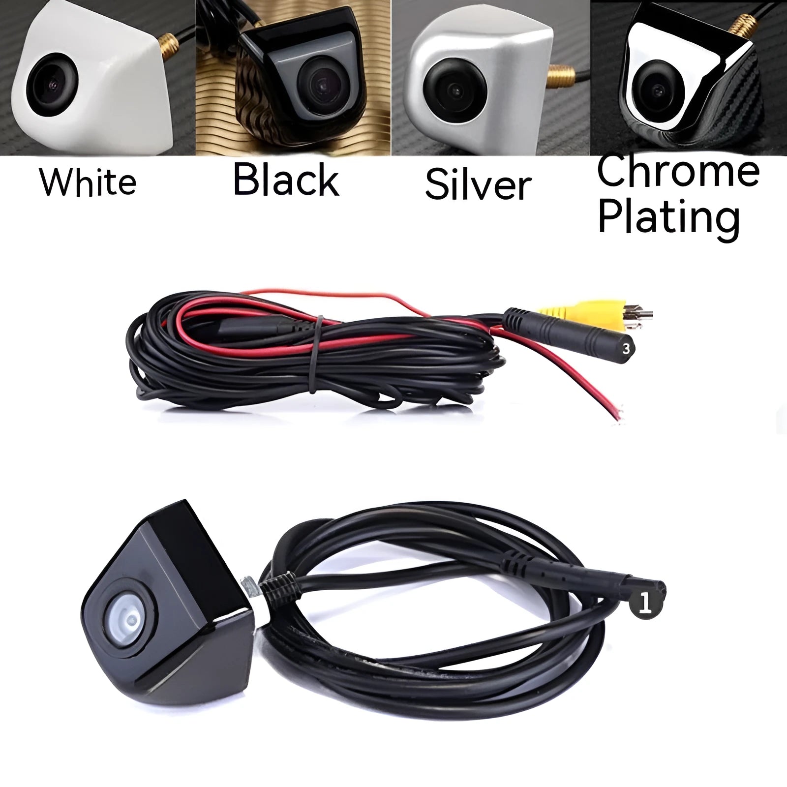 HD car rearview camera with night vision and waterproof metal shell in multiple colour options