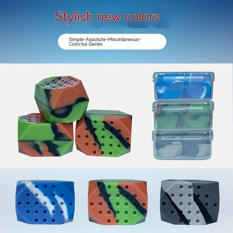 Two camouflage silicone facial exercise balls for masseter and jaw workouts in transparent packaging