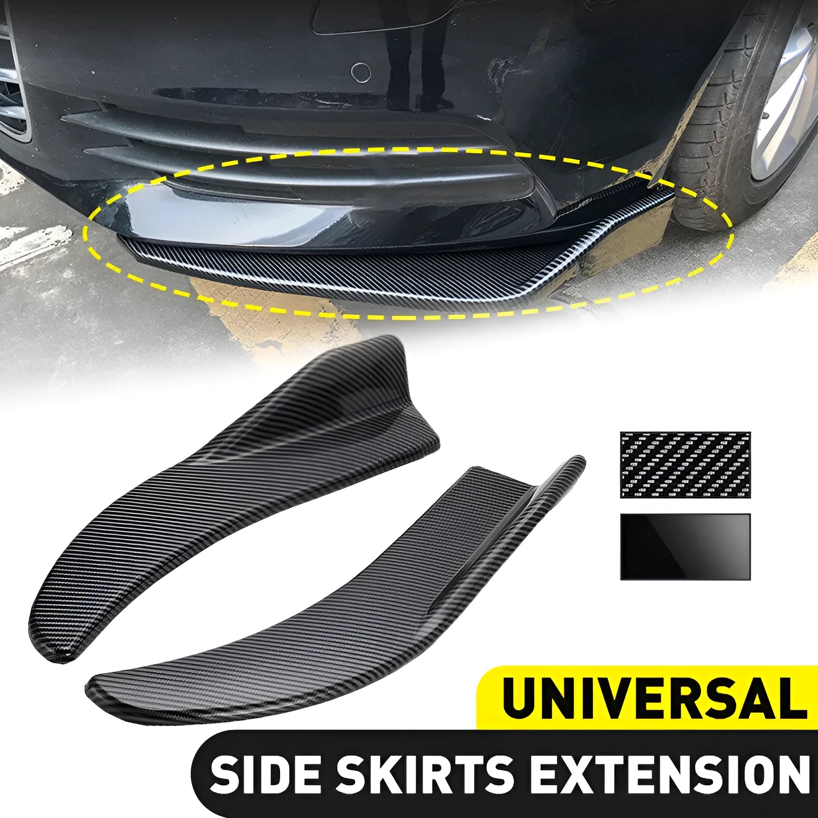 440 mm ABS deflector light set for General Motors vehicles in Bright Black and Carbon Fibre finishes