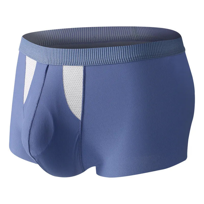 Ice silk underwear shorts with double-layer hole bag design for dry and wet separation