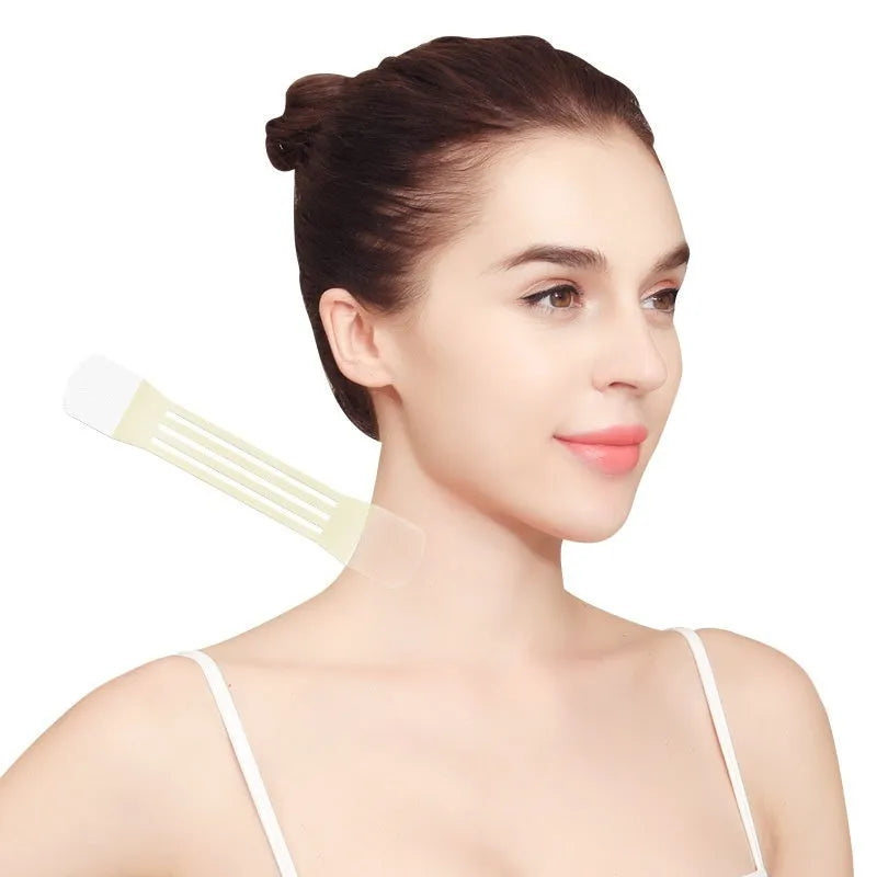 V27 neck pattern firming tape with skin-coloured adhesive straps and replacement patches