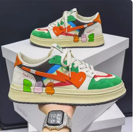 Simple lace-up sneakers in Rainbow colour on a white background