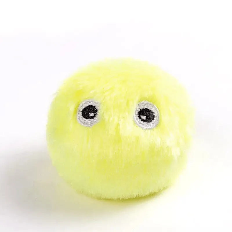 Interactive cat toy ball in blue, pink or yellow with smart sensor triggering animal sounds when touched
