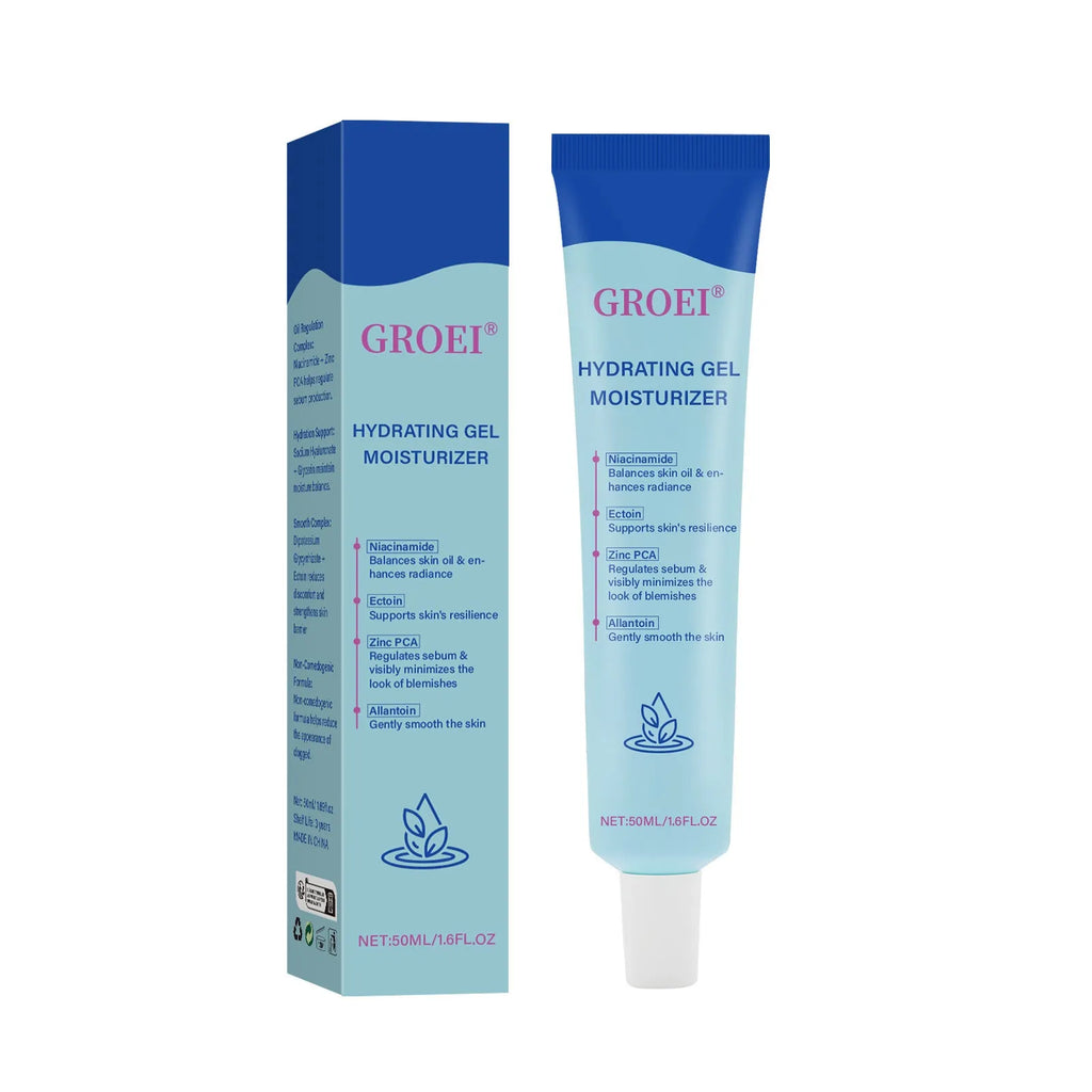 50ml moisturising facial gel with hyaluronic acid in packaging