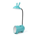 Cartoon-style USB desktop table lamp with pen container in dark blue colour