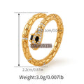 Adjustable snake finger ring for women in gold colour with diamond treatment on copper