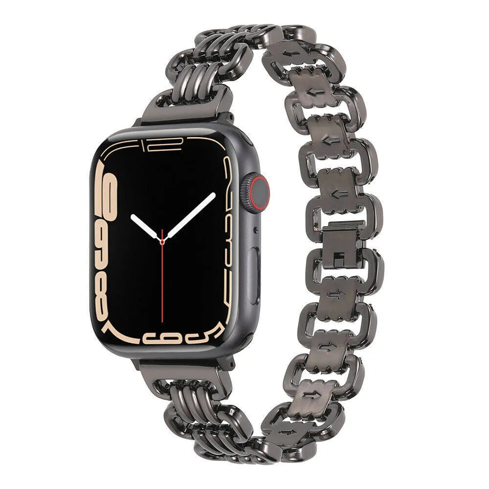 Alloy metal ladies watch bracelet for Apple Watch in silver, black, gold, rose gold and starlight colours