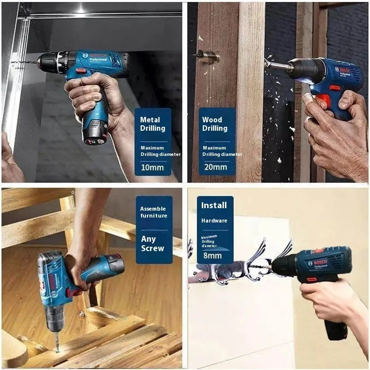 GSR120 LI rechargeable electric hand drill screwdriver with 10mm chuck and two batteries