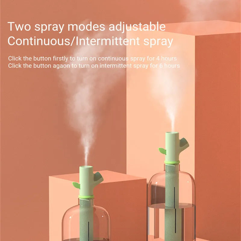 Transparent branch-shaped portable USB humidifier with adjustable mist settings