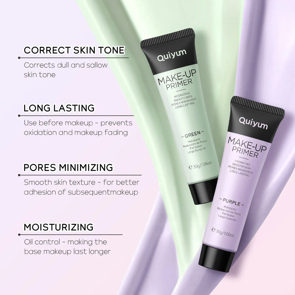 30g colour correcting makeup primer compact in green, pink and purple shades for skin tone correction