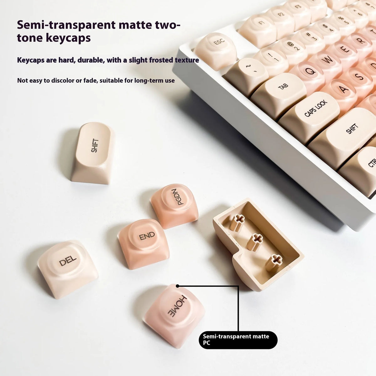 Boxed OEM height plastic keycap set with UV printing in HOA colours for Cherry MX mechanical keyboards