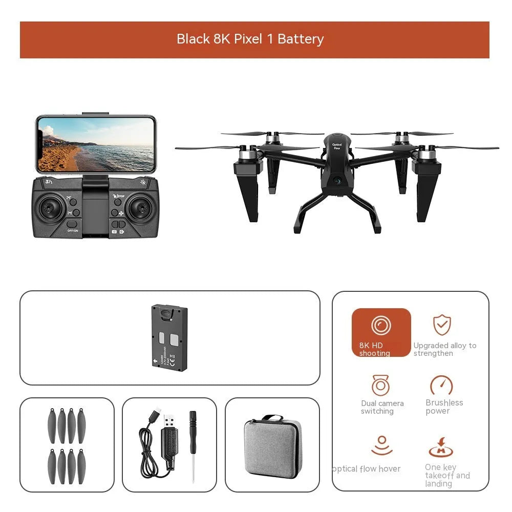 Alloy KS66 UAV drone with remote control and accessories including spare propellers and storage bag