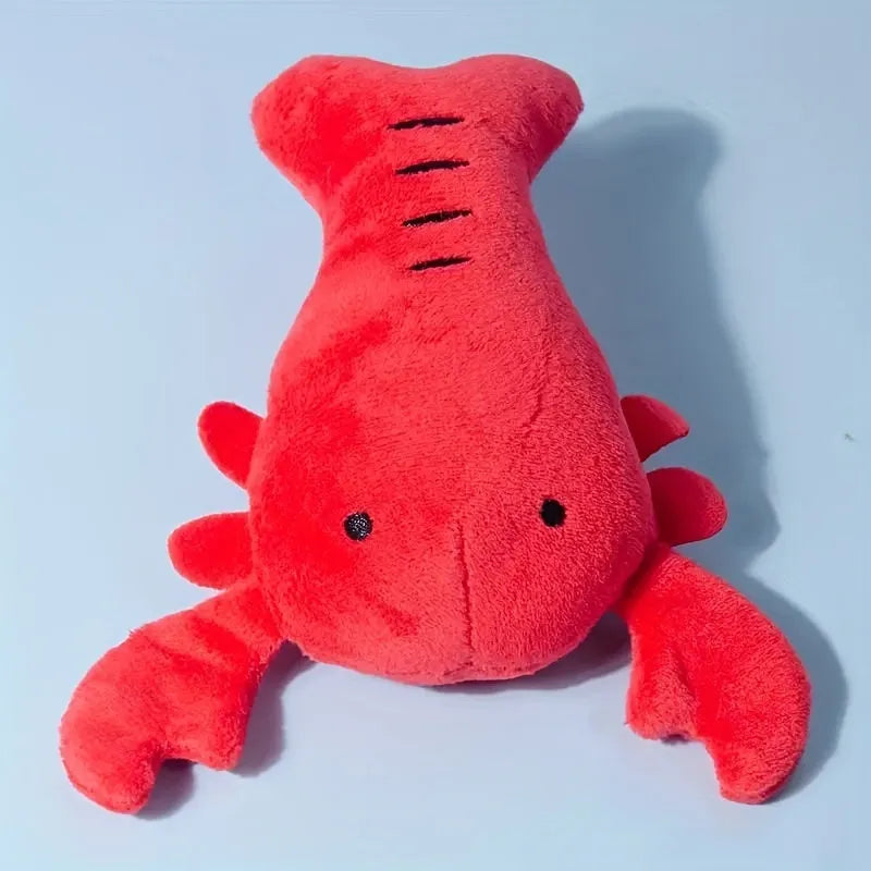 Red crab lobster stuffed dog toy with squeaker for small and medium dogs