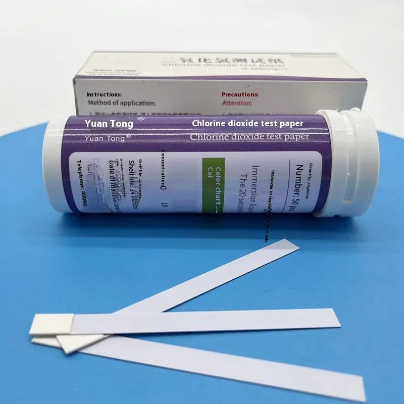 Chlorine dioxide test paper bottle with 50 pieces for waste water concentration detection 0-1000 mg/L