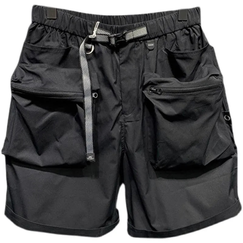 Men's large size work shorts with pockets in black or grey colours