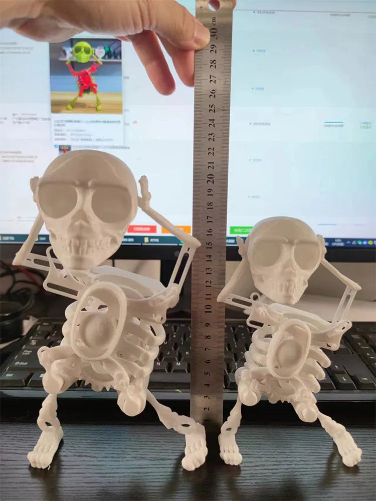 3D mini skull gravity toy dancing skeleton in pink and white colour 17cm height