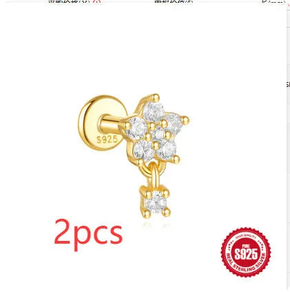 Geometric moon and star earrings in S925 sterling silver with embedded diamonds and a gold colour finish.