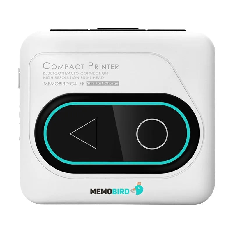 Portable Bluetooth mini thermal printer in avocado green with mobile phone showing wireless connection
