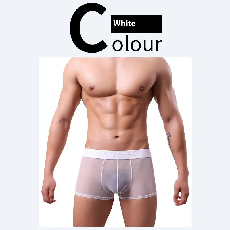 Men's thin invisible breathable boxers in multiple colours showing quick-drying polyester fabric