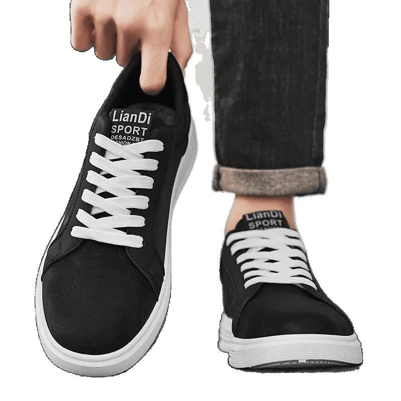 Men's black snake pattern high-cut casual sneakers with round toe and flat rubber sole