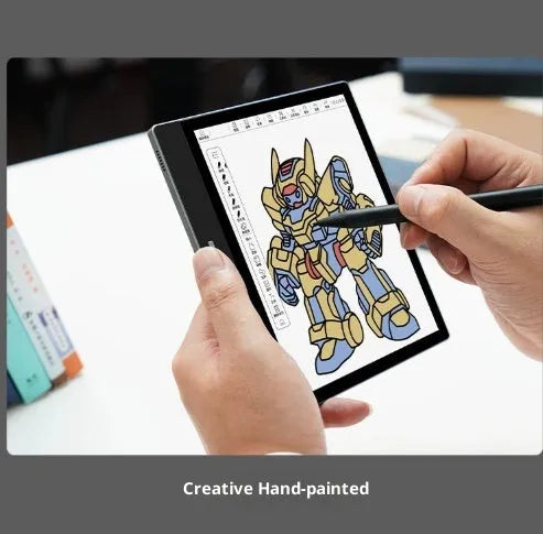7-inch colour e-ink smart office e-book reader in black with capacitive stylus showing screen with reading content