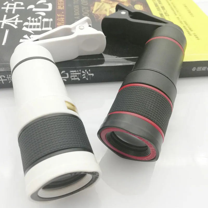 Cell phone telescope lens 20x roof prism 18mm objective 33x94mm in black or white