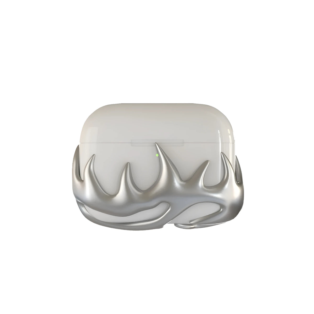 3D printed resin Bluetooth headphone shell in silver flame colour for AirPods Pro