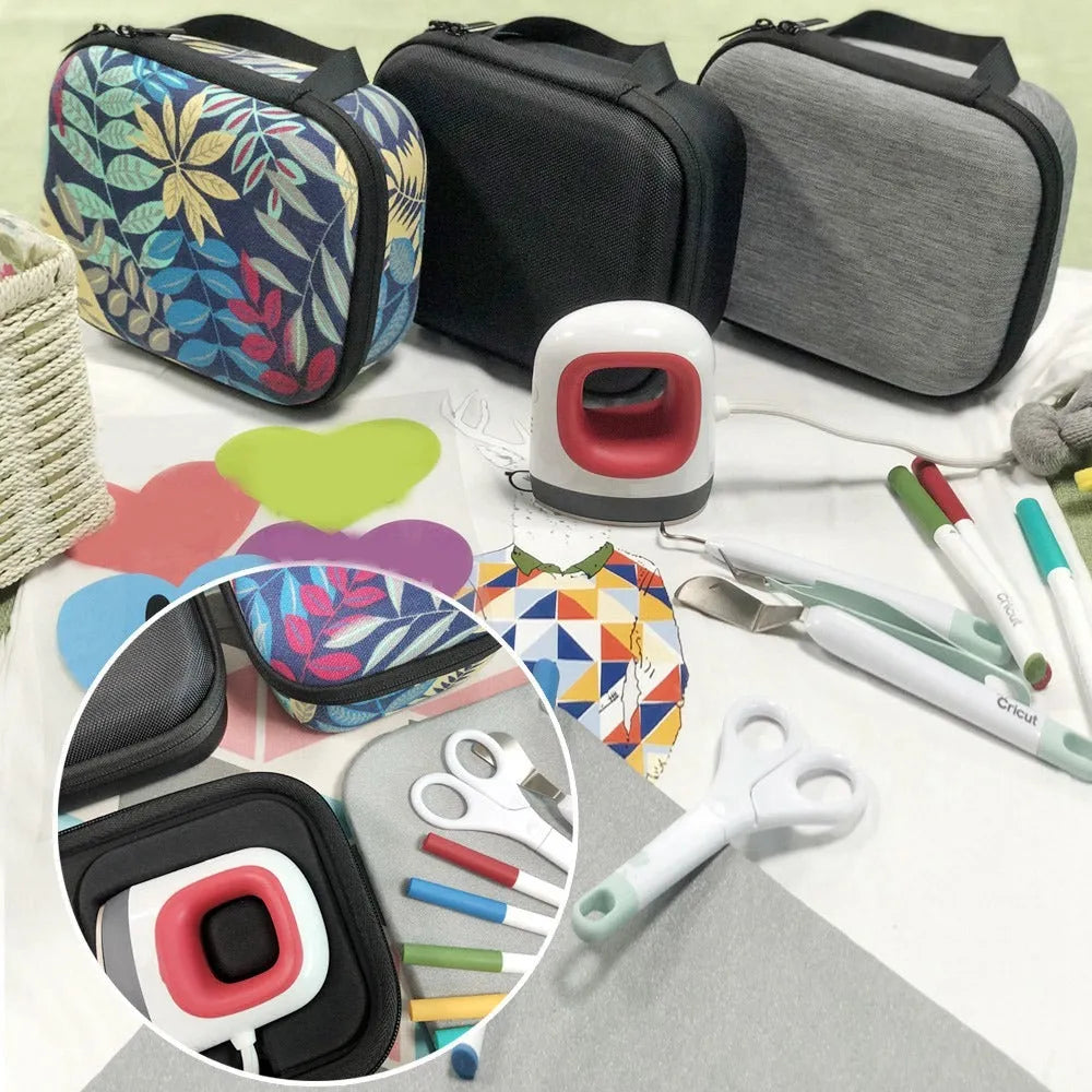 Cricut Easy Press Mini storage bag hard EVA portable handbag black colour with double zippers and carrying handle