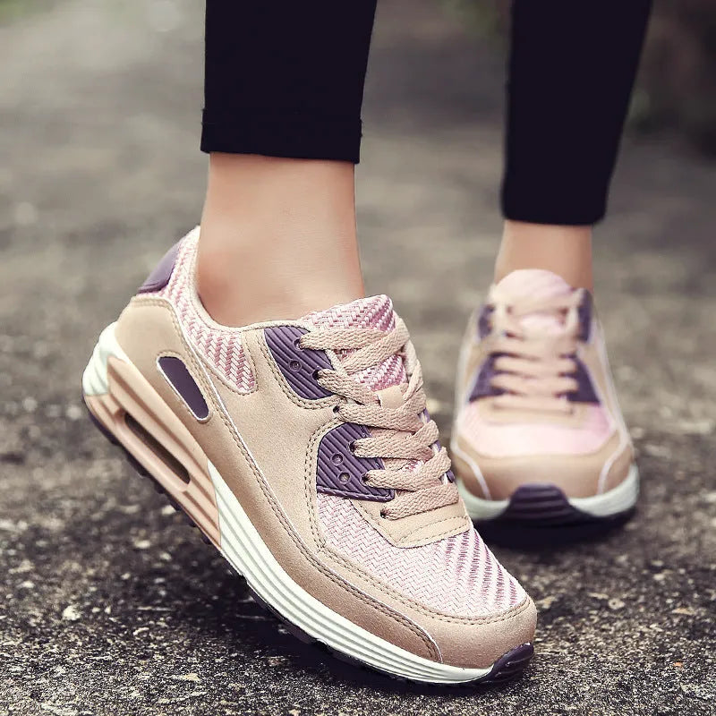 Women's casual beige shoes with a 3.5cm low heel on a white background.