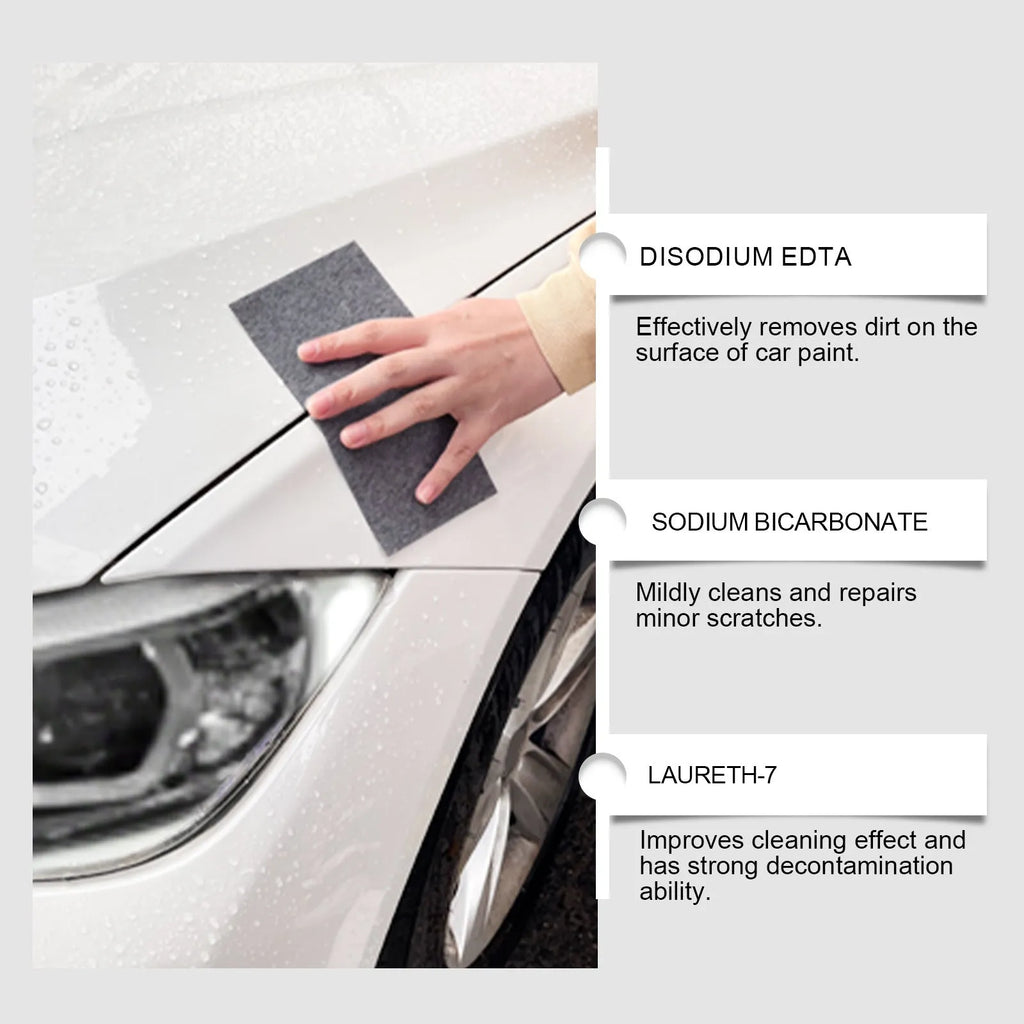 Car scratch repair suit with 60g scratch remover nano cloth towel and sponge on a white background
