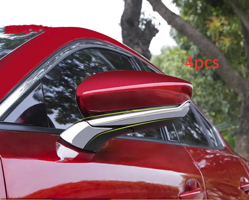 Set of four ABS rearview mirror decorative strips for Mazda 3 Angkesila with carbon fibre texture finish
