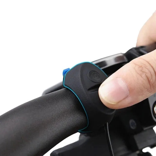 TWOOC T-002 black bicycle electronic horn with wired switch mounted on handlebar, USB rechargeable, 110-120db splash proof