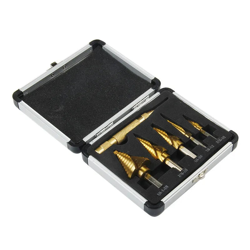 Gold aluminium box with steel plate opening, 58-80mm total length, compact storage