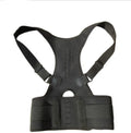Magnetic posture corrector neoprene back brace in black, adjustable unisex lumbar support belt