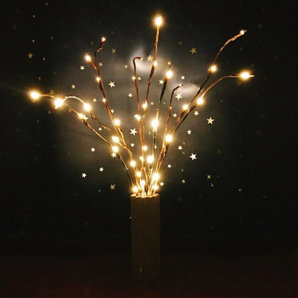 20 LED twig light string, 75cm, five branches, battery operated, for party wedding festival decoration