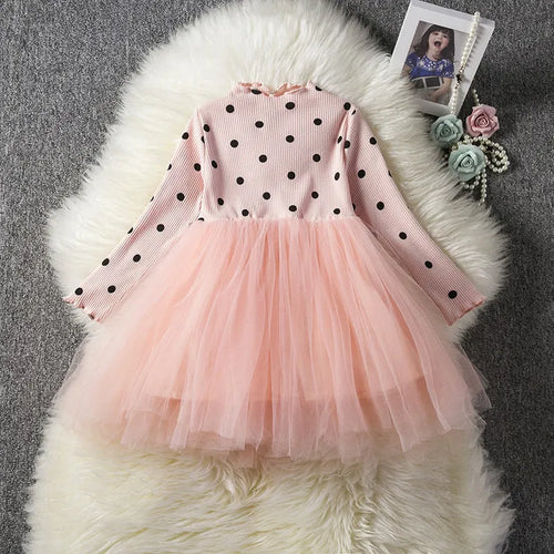 Baby girls long sleeve tutu lace dress in black pink white colours for christening and birthday parties