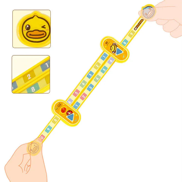 Yellow plastic children's digital decomposition ruler measuring 24.5cm for educational maths use