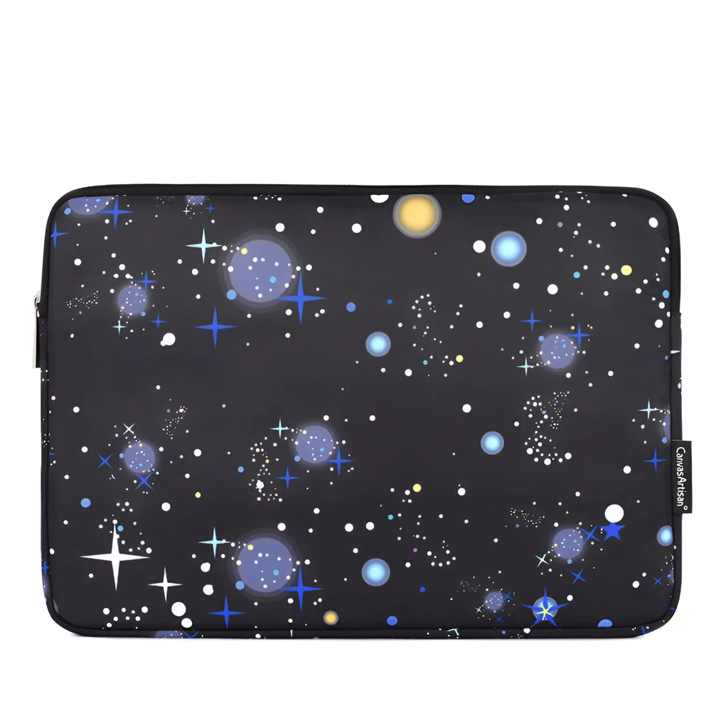 Canvasartisan black polyester notebook case with zipper and starlight pattern, medium size horizontal square shape